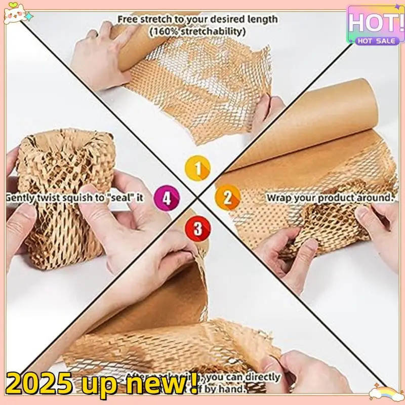 1PCS Honeycomb Paper Degradable Anti-Collision Grid Honeycomb Wrapping Paper 30Cmx50 Meters