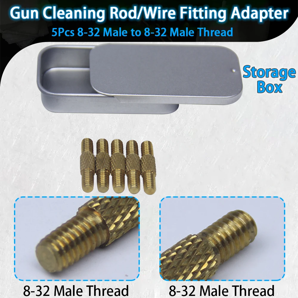 5-teiliges Messing-Reinigungsadapter-Set für Waffen – mit Außengewinde und Innengewinde (5-40, 8-32, 10-32, 5/16-27) für .177/.22/.30/.38 Kaliber Bohrbürsten
