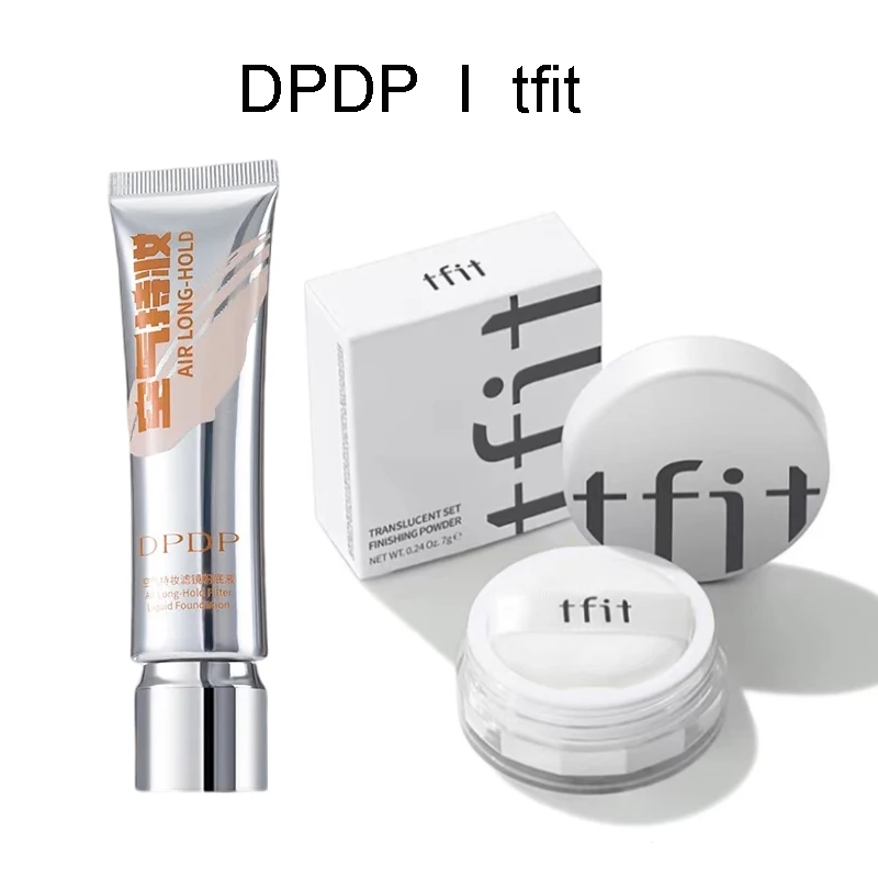 DPDP Foundation and TFIT Powder Set  No-Makeup Removal Natural Concealer Perfect for All Skin Base Makeup Korea Cosmetics Kit