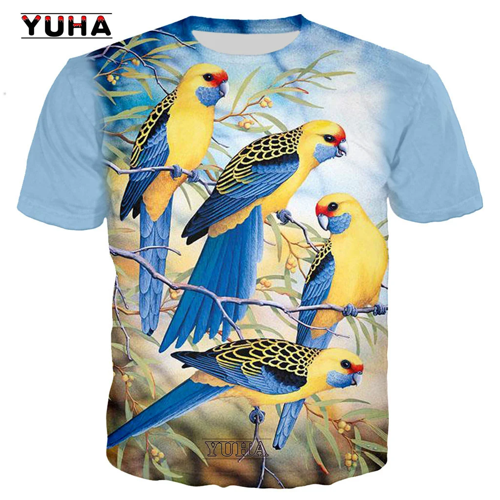 New  Men\'s and Women\'s New Parrot T-shirt Hip-hop Flower T-shirt 3d Beautiful Bird Print T-shirt Cool Clothing Casual Tops Shirt