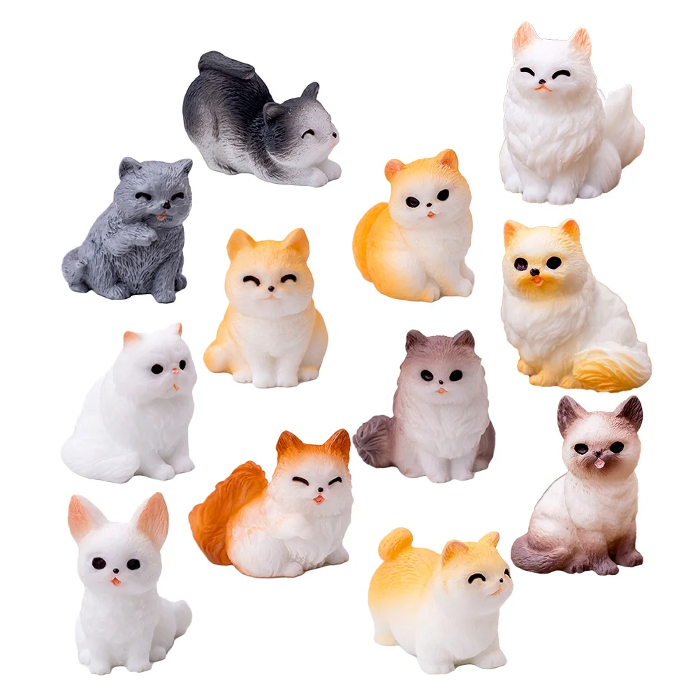 

12Pcs Mini Resin Cat Figures Hand Painted Tiny Cat Decorations for Flower Pots Terrariums Indoor Outdoor Realistic Cats