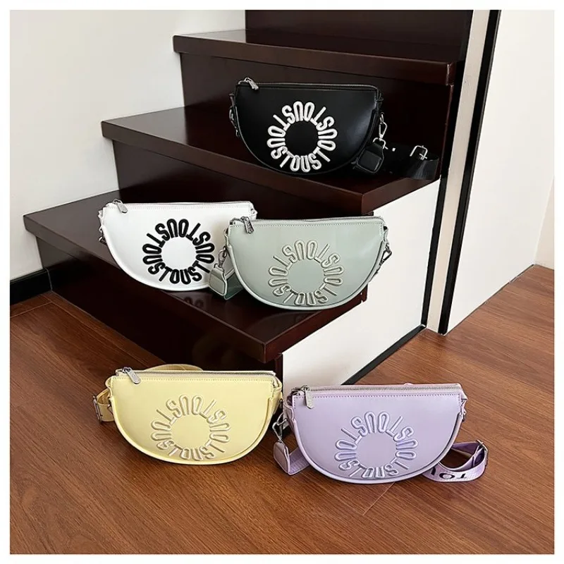 

Vintage Leather Diaper Bag Fashionable Casual Solid Color Trendy Letter Logo Crossbody Handbag For Ladies Elegant Paris Style