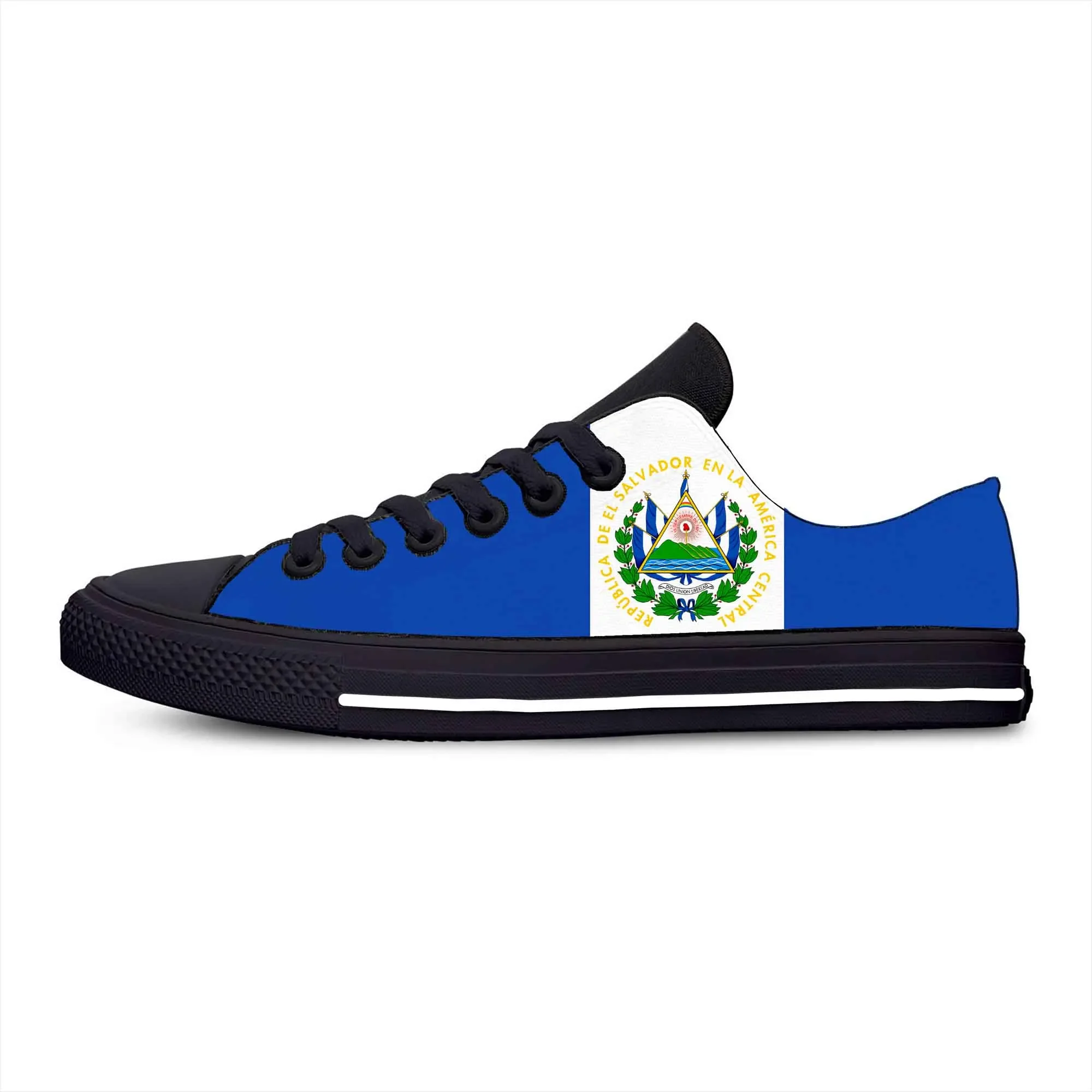 El Salvador Salvadoran Flag Patriotic Pride Funny Casual Cloth Shoes Low Top Lightweight Breathable 3D Print Men Women Sneakers