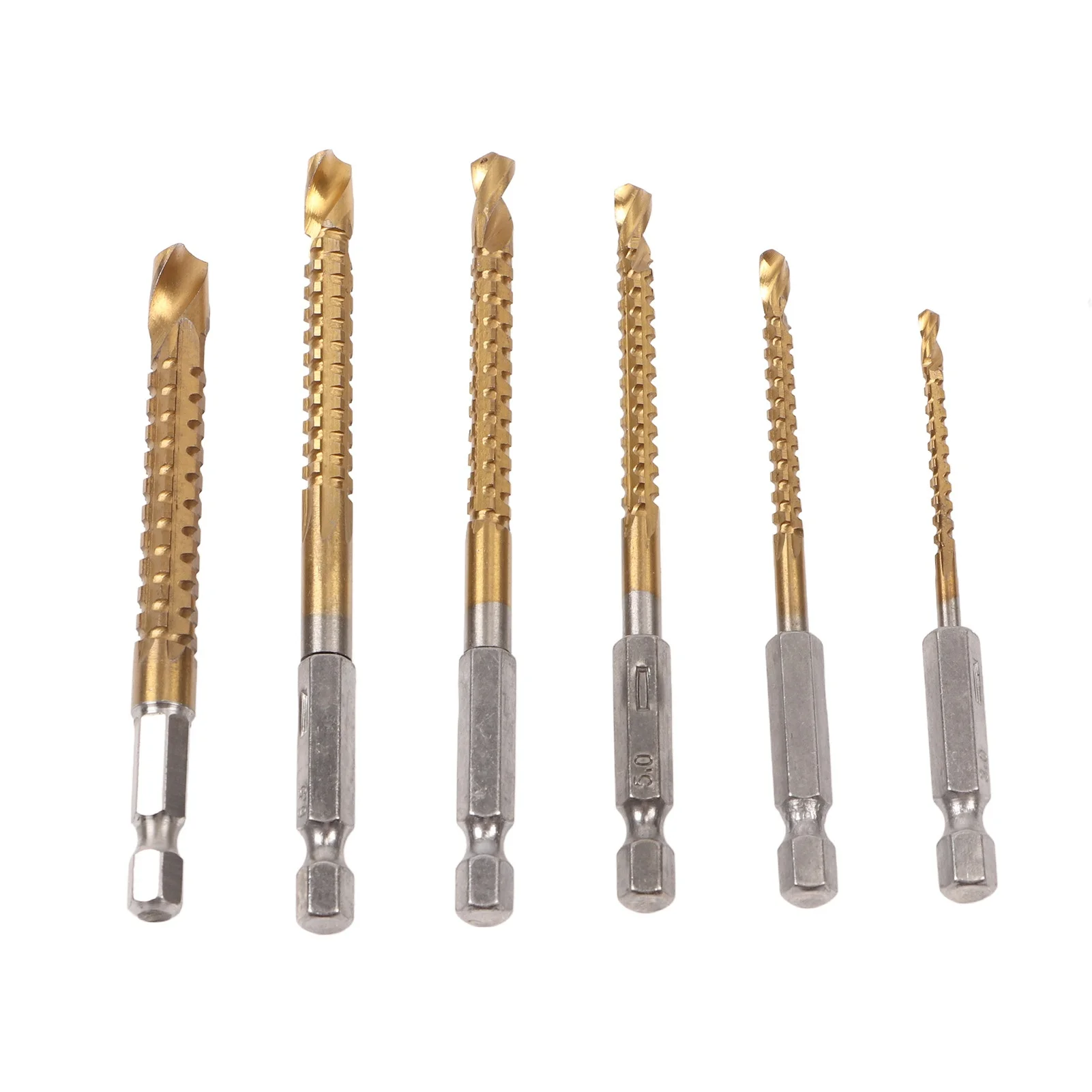 

6PCS Serrated Drill Bit Set Straight Hex Shank Twist Woodworking Serrated Drill Bit Set with Storage Box