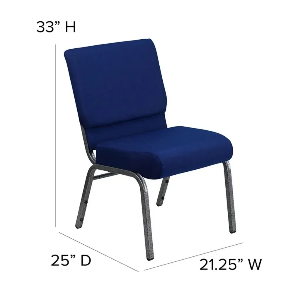 # Hot Series 21''W Stacking Church Chair In Navy Blue Fabric - Silver,800 Lb. Weight Capacity,with Book Pouch And Ganging Bracke view 4