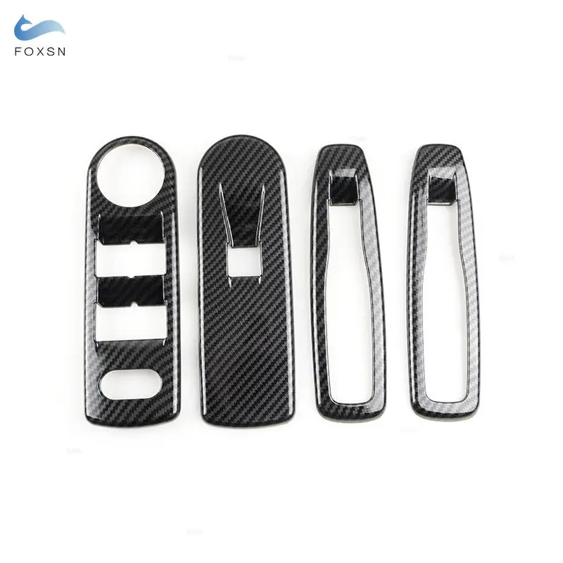 Car Door Armrest Window Glass Lift Switch Button Panel Frame Cover Carbon Fiber For Renault Clio 4 Clio4 2013 2014 2015 2016