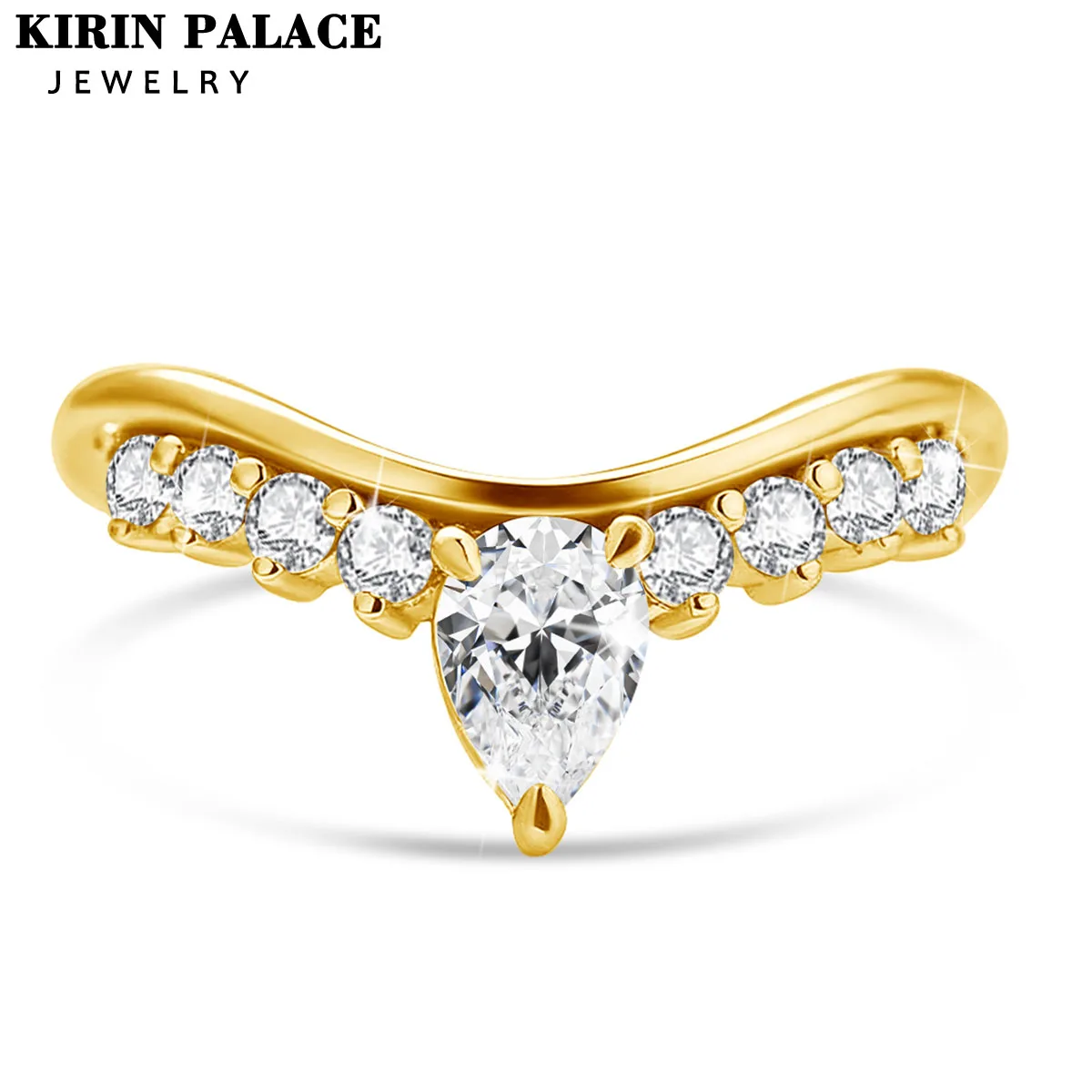 

V-образное серебряное кольцо с муассанитом 925 пробы для женщин 1 карат VVS1 Муассанит грушевидной огранки 18-каратное позолоченное модное роскошное свадебное обручальное кольцо