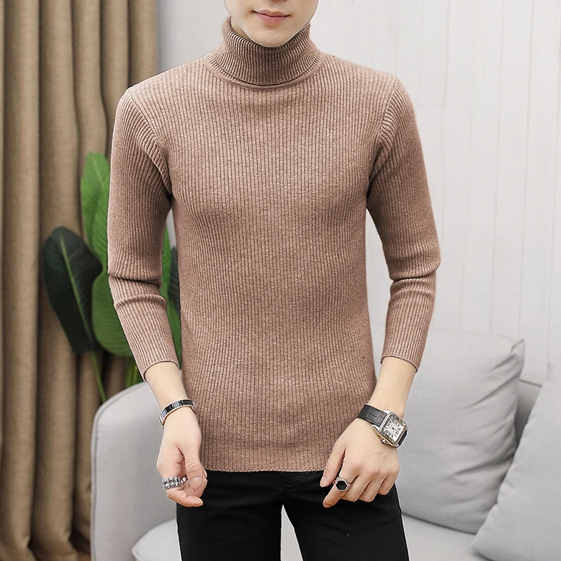 2022 Winter New Men\'s Turtleneck Sweaters Black Sexy Brand Knitted Pullovers Men Solid Color Casual Male Sweater Autumn Knitwear