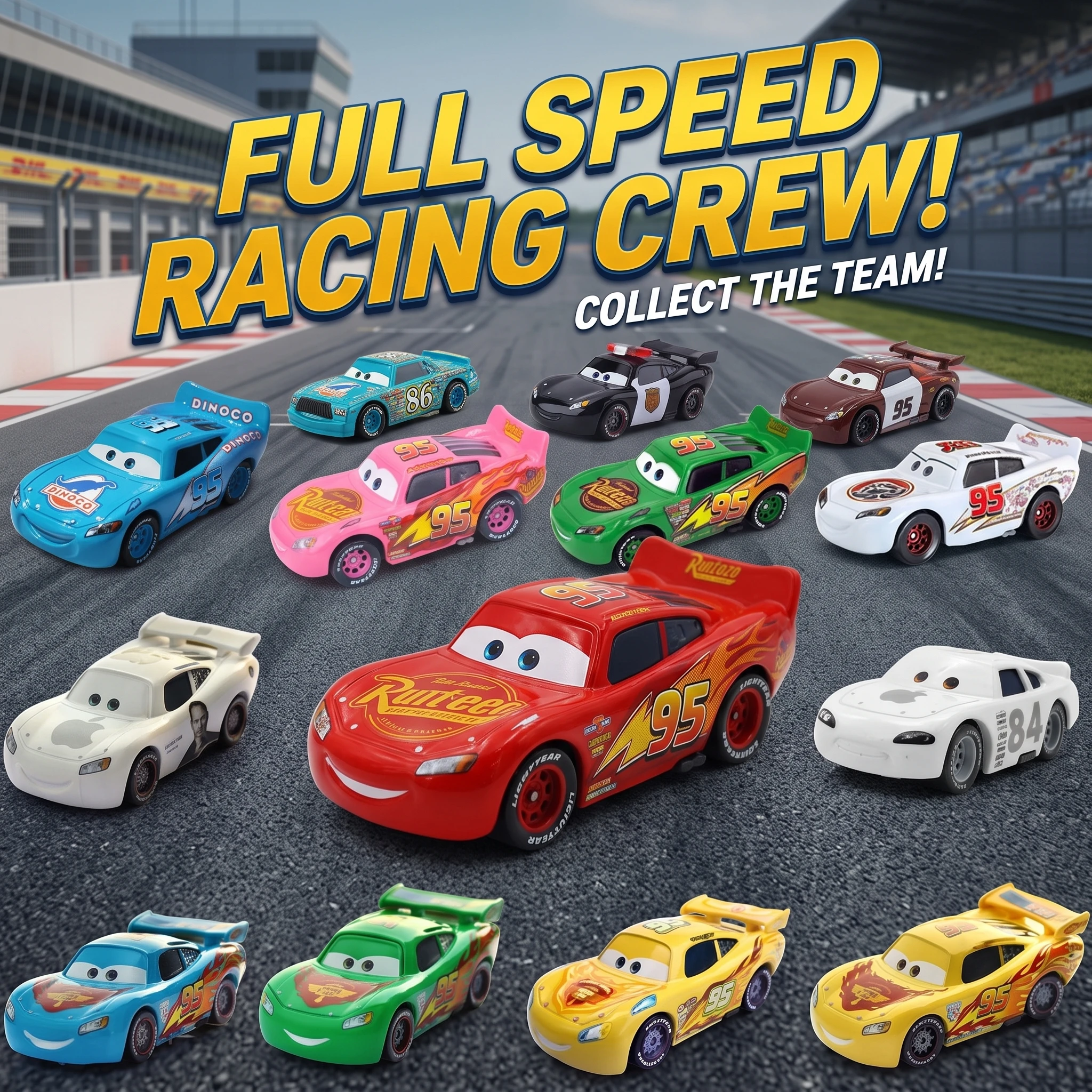Pixar Cars Lightning McQueen No 95 Dinosaur Gray Two Tone Racing Alloy Diecast Kids Toy Car Model Gen 1 3 Collection