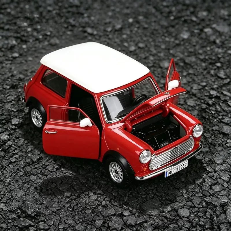 Bburago 1:24 Morris Mini Cooper 1969 Alloy Car Model Diecasts Metal Classic Retro Vehicles Car Model Simulation Collection Gifts