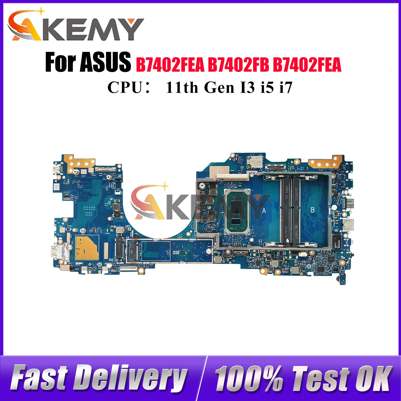 

B7402FEA Материнская плата для ноутбука ASUS ExpertBook B7402FEA B7402F B7402FBA Материнская плата для ноутбука с 11-го поколения I3 i5 i7 100% тест в порядке