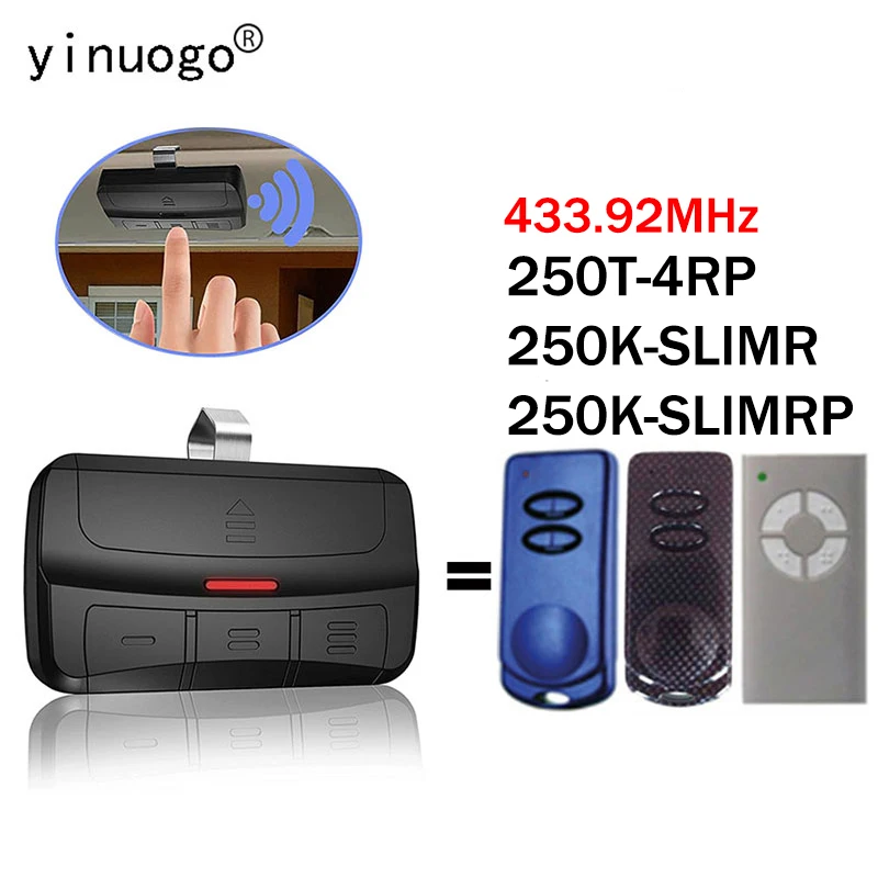 

Compatible With TAU 250K-SLIMR-SLIMRP 250T-4RP Garage Door Opener 3 Buttons Command 433.92MHz Rolling Code TAU Remote Control