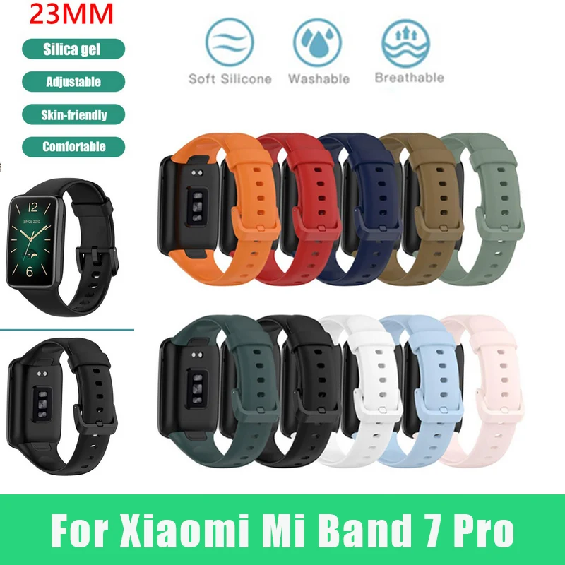 Smart Watch Strap For Xiaomi Mi Band 7 Pro Waterproof Adjustable Soft Silicone Replacement Wrist Strap Smart Bracelet Wristband