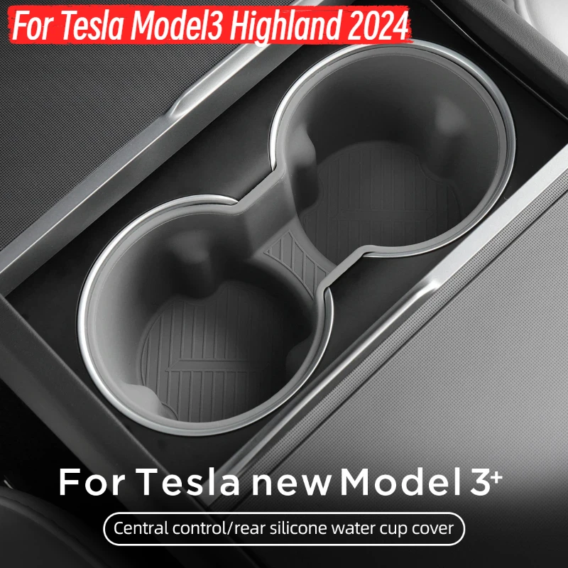 

Water Cup Holder For Tesla Model3 Highland 2024 Central Control Drinks Holder Rear Seat Water Cup Cover Car Interior Accessories