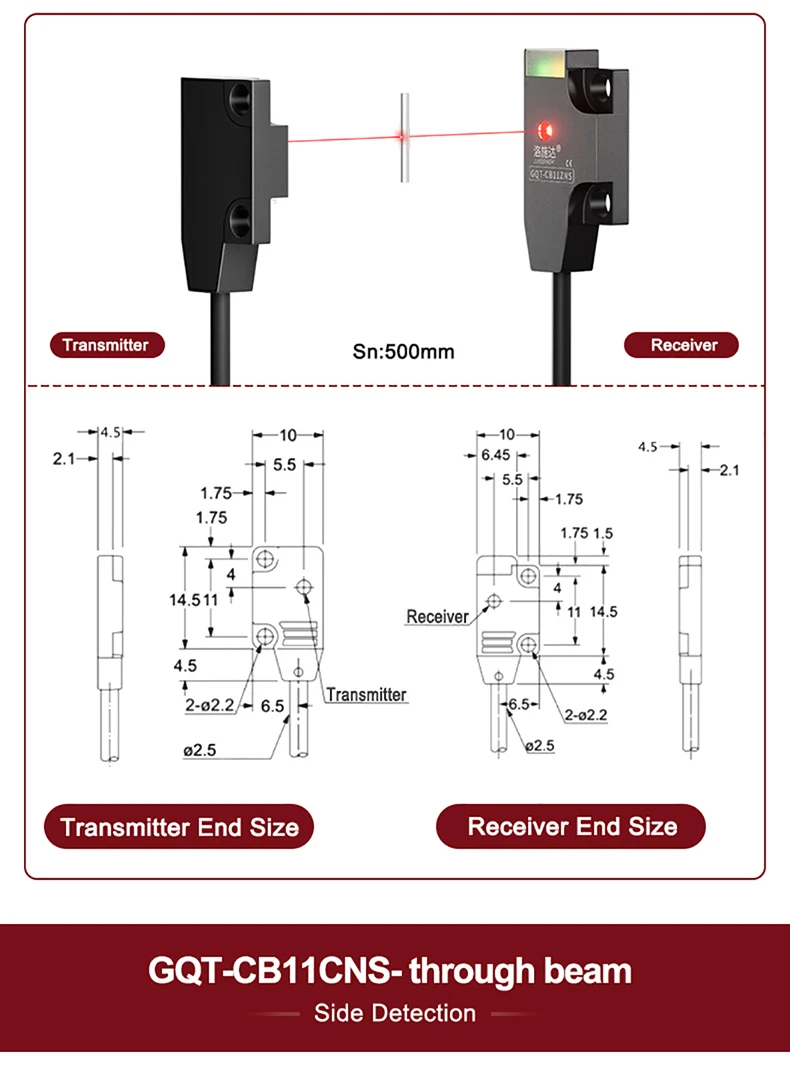 Lateral Detection Ultra-thin Photoelectric Sensor 12-24V NPN PNP Normally Open and Normally Closed