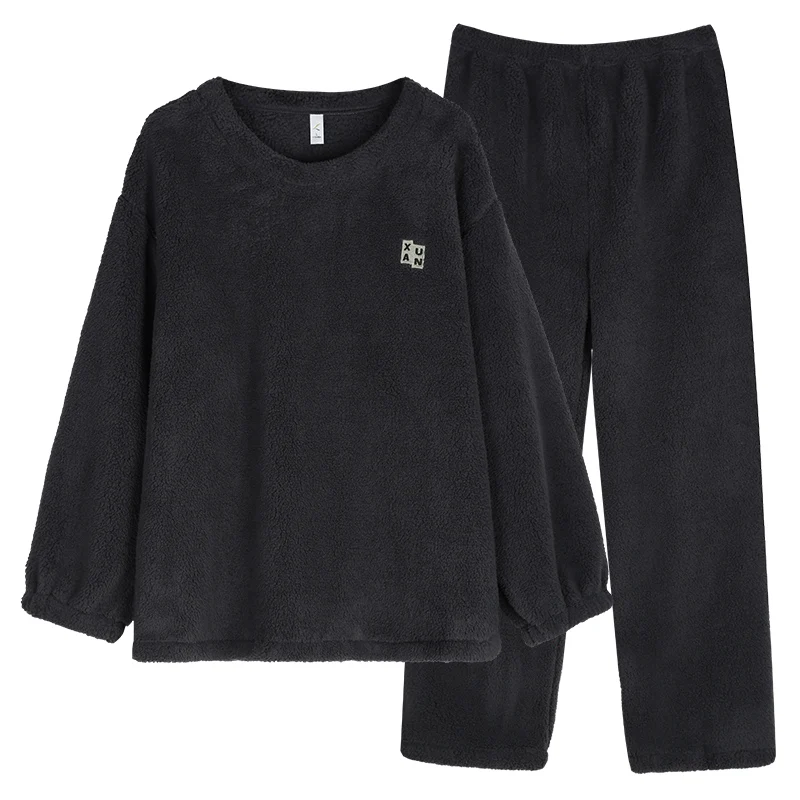 Keep Warm Pajamas Suits Men Winter Flannel Long-sleeve Thickening Plus Velvet Coral Fleece Autumn And Winter Home Service XXXL
