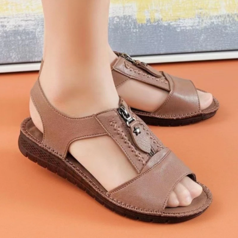 Women Flat soft soled Shoes Fashion Large size Sandals Shoes for Women Fish Mouth Casual Comfortable Sandals 2024 summer new