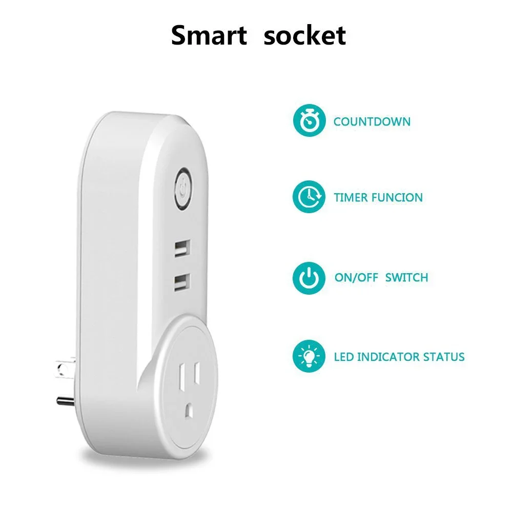 WiFi Smart Power Plug Adapter Electrical Outlet EU US AU UK GE Socket USB Time Remote Control by Smartlife App Alexa Google Home