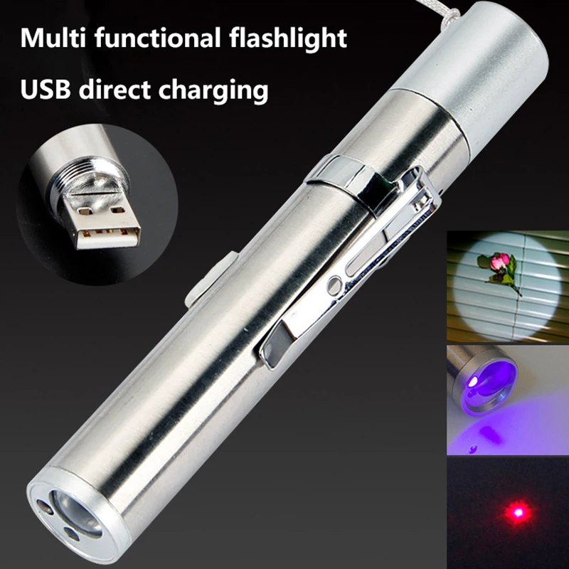 Rechargeable Pet Fungus Detection Waterproof Flashlight Skin Ultraviolet Light Cat Moss Tinea Light Morning Examination Lamp