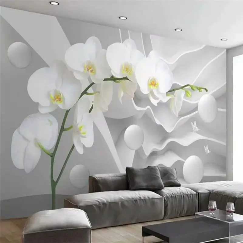 

wellyu Custom wallpaper 3d photo mural stereo abstract space phalaenopsis ball обои TV background wall papel de parede wallpaper