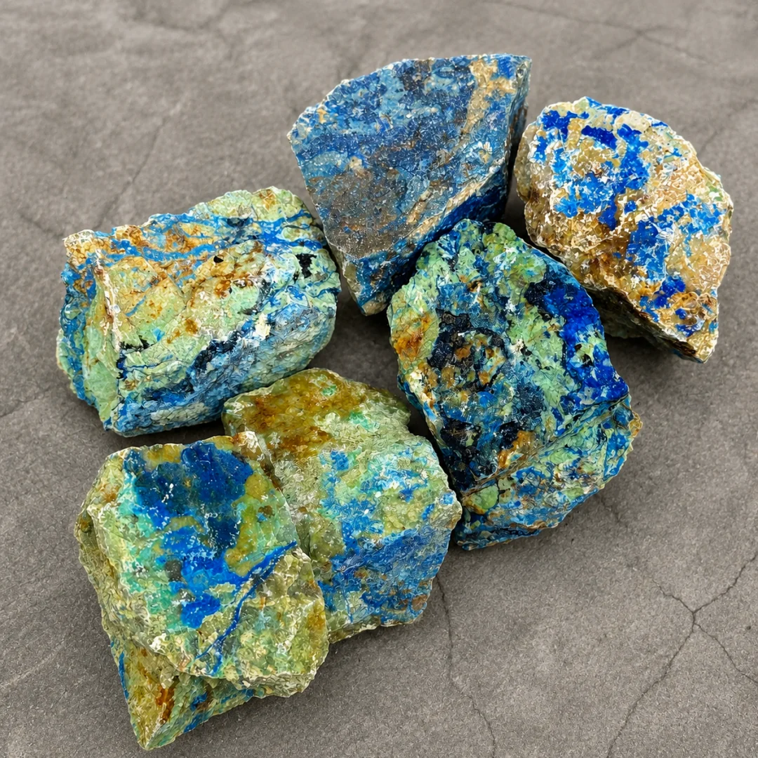 Natural Azurite Rough Raw Stone Azurite Malachite Symbiotic Mineral Specimen Irregular Rock for Home Decor Collection Reiki Heal