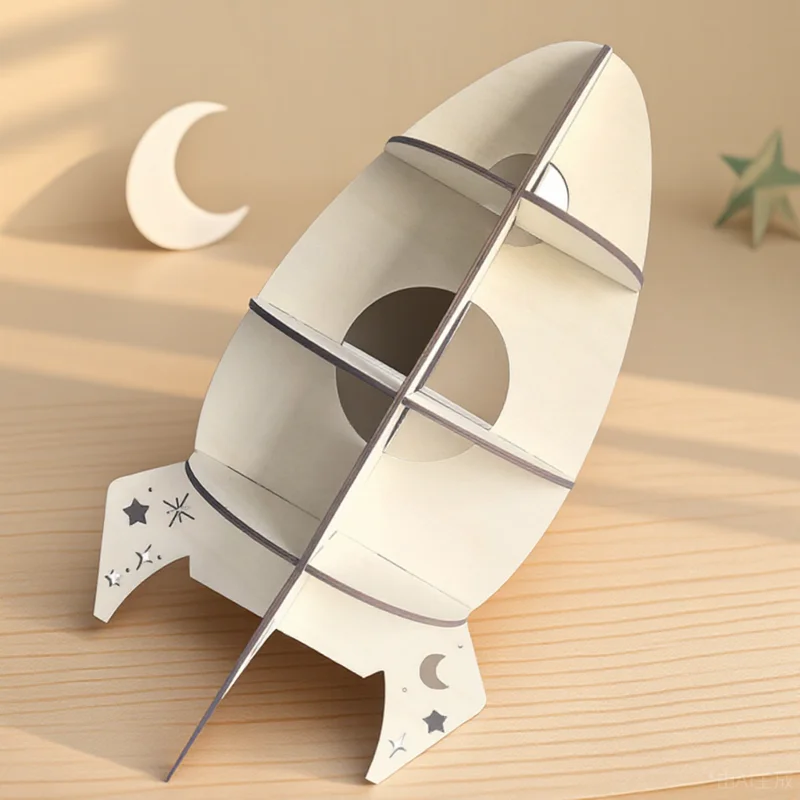 

Rocket Shelf Space Ship Bedroom Decorations Bookself Wall Wooden