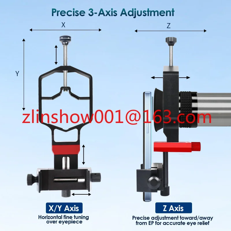 

Astronomical telescope three-axis metal mobile phone holder adapter birdwatching photography microscope