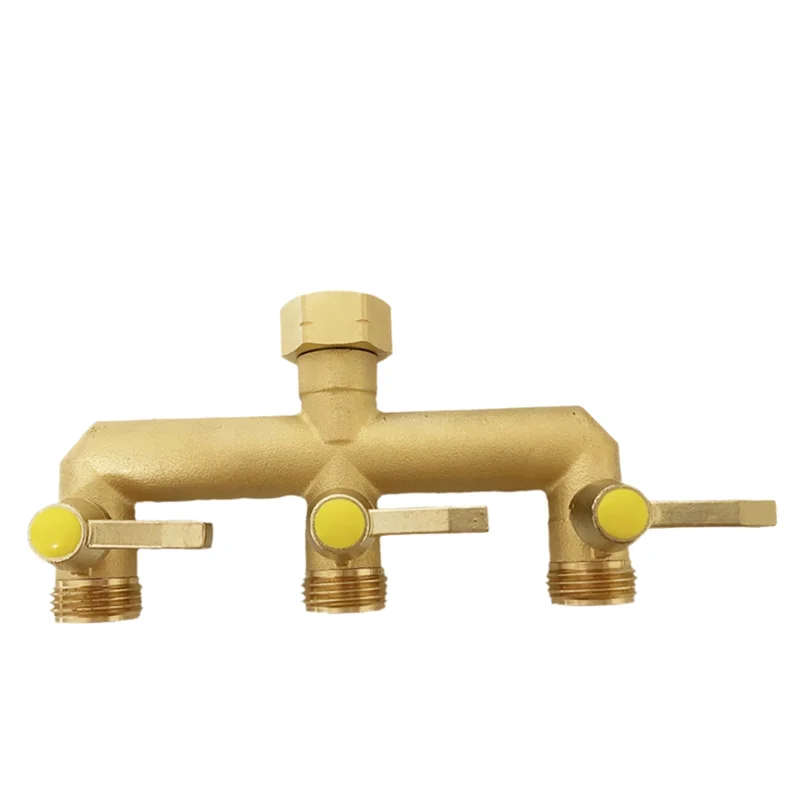 

T98C - надежный латунный трехходовой разветвитель садовых шлангов, наружный внутренний вход, три выхода для шлангов 3/4 дюйма