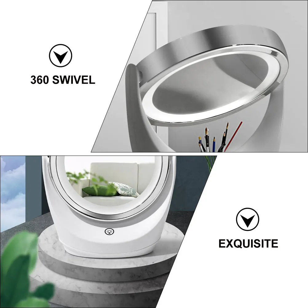 

Smart Dimming LED Makeup Mirror 360 Swivel Vanity Mirror Lighted High Definition Glass Desktop Bedroom Bathroom