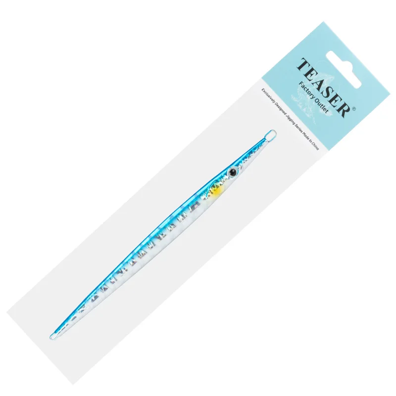 TEASER J109 لوحة حديد لصيد الأسماك البحرية سريعة الغرق 80 جرام 100 جرام، ذيل أصفر، ماكريل، طعم اصطناعي مضيء سريع السحب #6