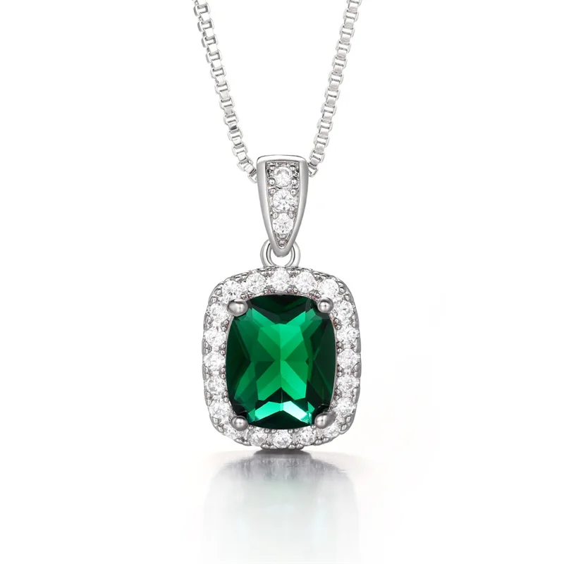 Huitan Geometrische Zirkonia Anhänger Halskette für Frauen Luxus Temperament Weibliche Hochzeit Trend Hals Zubehör Party Schmuck – Detail 5