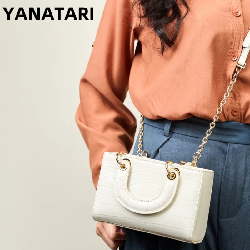 

YANATARI Genuine leather woman bag shoulder bag Handbags crossbody bags luxury designer minimalism bag white mini square bag
