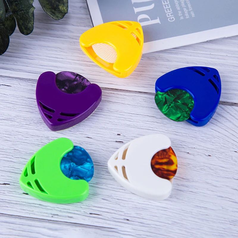 5pcs Guitar Picks Holder Plastic Stick-on Guitar Pick Case Electric Guitar Accessories For Bass Ukulele Guitar Color Paddle Clip