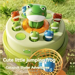 New Children Bouncing Frog Toy Cartoon Electric Music Catch Frogs Turntable Ejection Toy Parent-child Montessori Toy for Kids