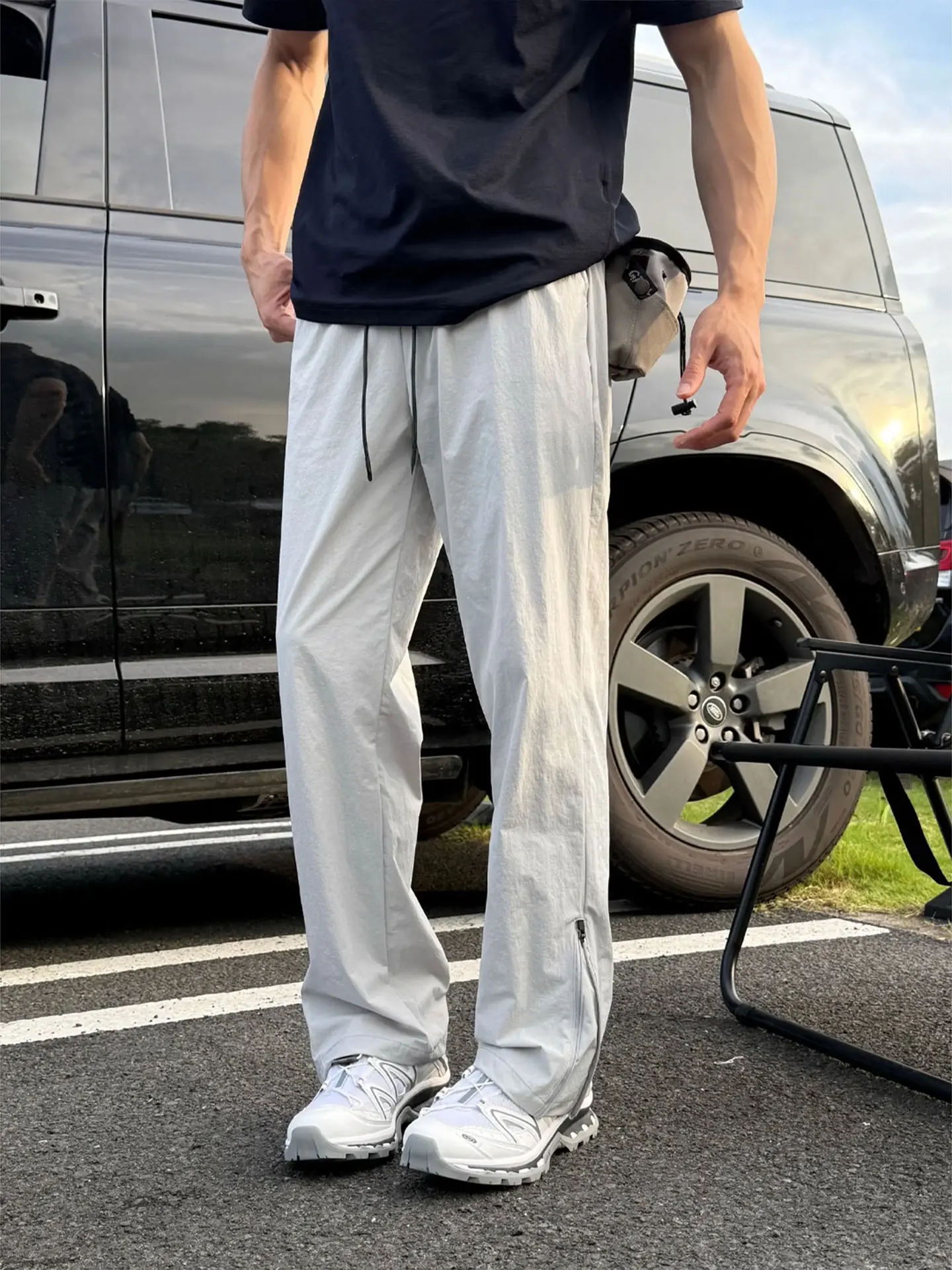 

Мужские летние тонкие брюки ell с боковым входом на молнии, уличные брюки для скалолазания, такая сухая рабочая одежда, повседневные прямые брюки