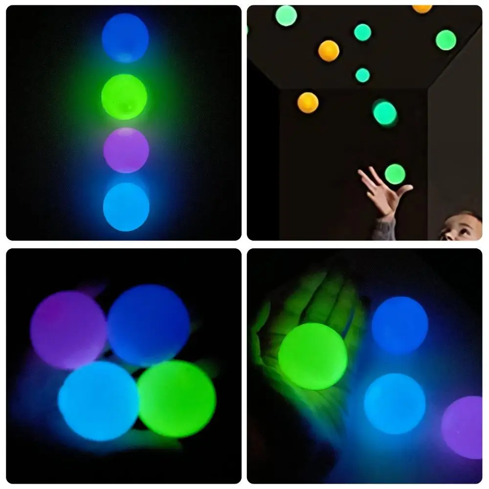 Piłki Glorbs do rzucania, świecące w ciemności, lepkie piłki, zabawka antystresowa, świecąca lepka piłka do squasha