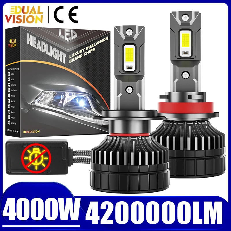 

4000 Вт 42000000LM H7 Светодиодная лампа для автомобильных фар Canbus H1 H4 H11 9005 9006 HB3 HB4 9012 Hir2 H3 H8 H9 Автолампы с высокой проникновением 12 В