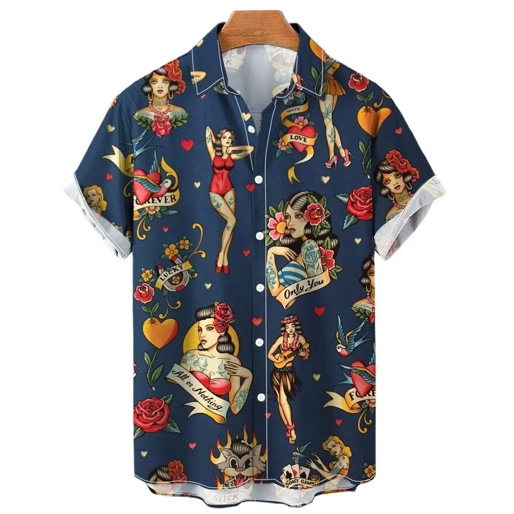 

Mens Designer Clothes Sailor Moon Streetwear Beach Mermaid Tunic Short Sleeve Summer Oversized Hawaiian High Quality Shirt 2023