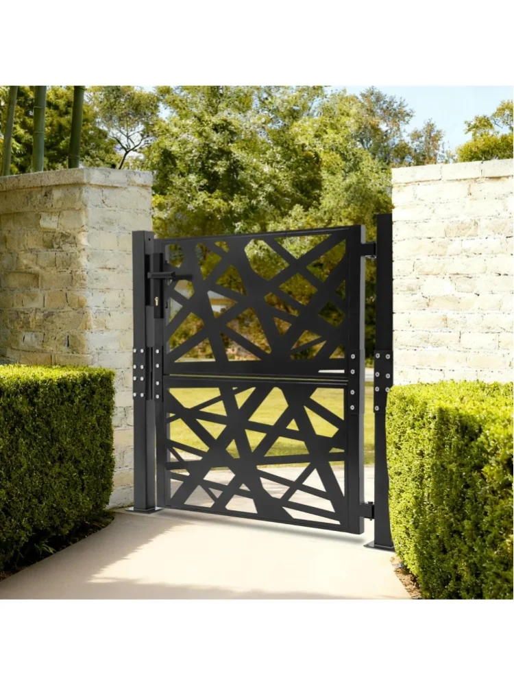 Schwarzes Gartentor, 105 x 100 cm, Stahl-Leichtbau-Design, Zauntor, Außentor, Eisentor, Sicherheitstor, Eingangstor, Metallzauntor, Gartentor aus Metall