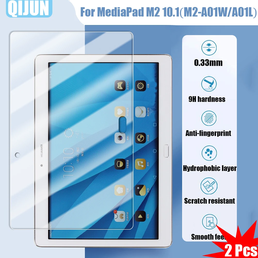 

Tablet glass for Huawei MediaPad M2 10.1" Tempered film Explosion proof and scratch resistant waterpro 2 Pcs for M2-A01W M2-A01L