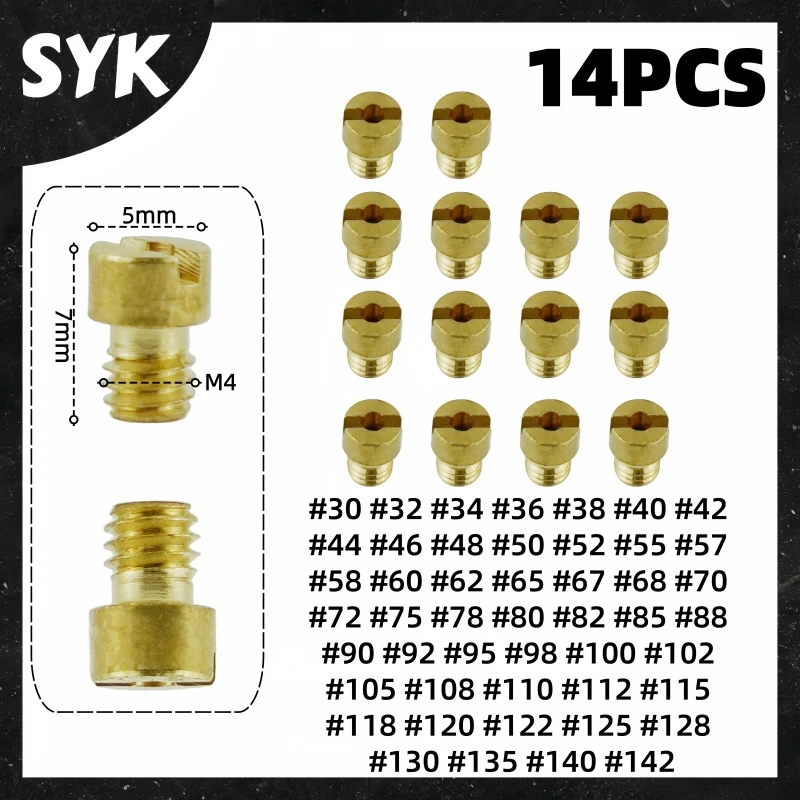 14PCS M4 Carburetor Main Jet Kit For Nibbi Keihin CVK PE PZ GY6 99101-393 99101-GHB-000 Carb For 139QMB 139QMA