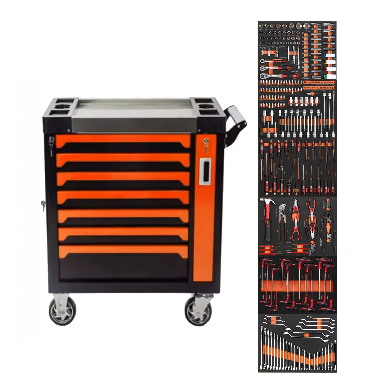 YyhcTool BoxProfessional 7 Drawers Roller Tool Sets Box Storage Tool Trolley/ Chest/ Cabinet / Cart For 273PCS Tools Set