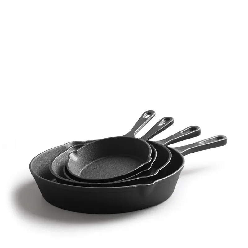 Cast Iron Pan Uncoated Small Frying Egg Pan Household Old-fashioned Iron Pot Kitchenware Set Oil Splashing Pan