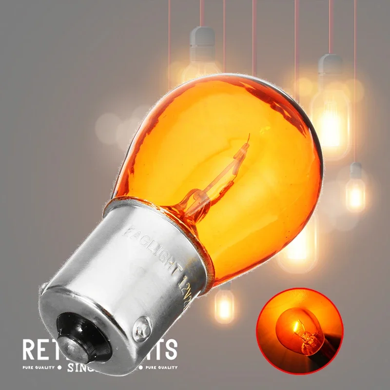 1/5/10 قطعة مؤشر السيارة ضوء الفرامل عكس مصباح مصباح إيقاف السيارة LED لمبات 12 فولت 1156 BAU15S PY21W العنبر الأصفر مصباح هالوجين تيار مستمر