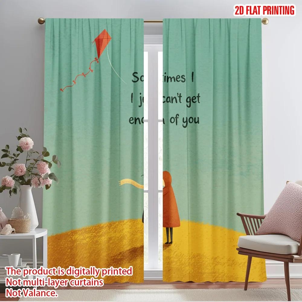 

2pcs 2D flat printing Curtains Sometimes I Just Can't Get Enough Of You Fabric Without Electricity Seasonal Party & Holiday