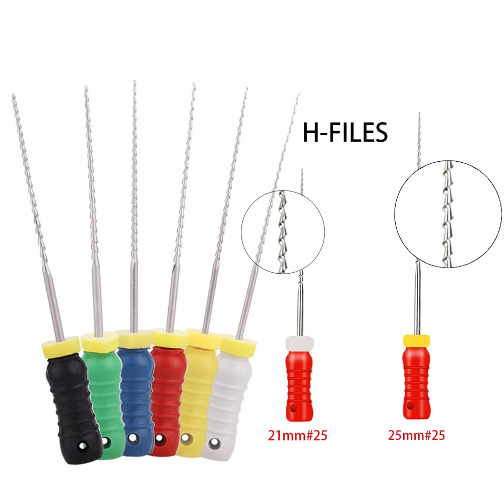 أدوات طب الأسنان قناة الجذر إندو H ملف 25 مللي متر أدوات اللبية من الفولاذ المقاوم للصدأ طبيب الأسنان ملفات استخدام اليد أدوات اللبية