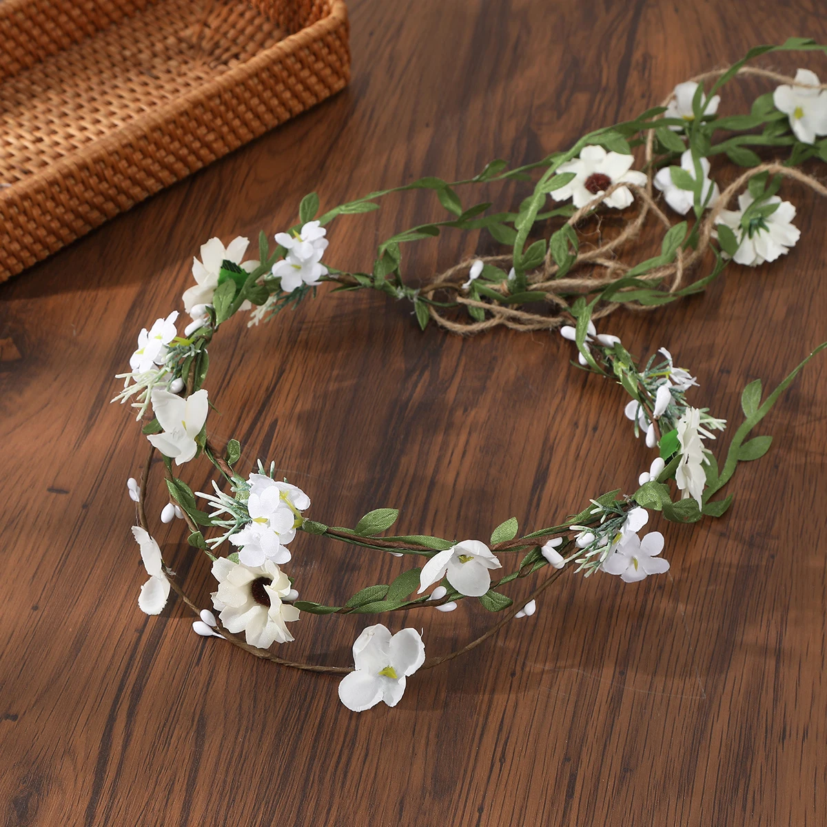 AWAYTR Flower Headband for Women Girls Handmade Wreath Vine Hairband Hair Accessories Ornament for Wedding Party