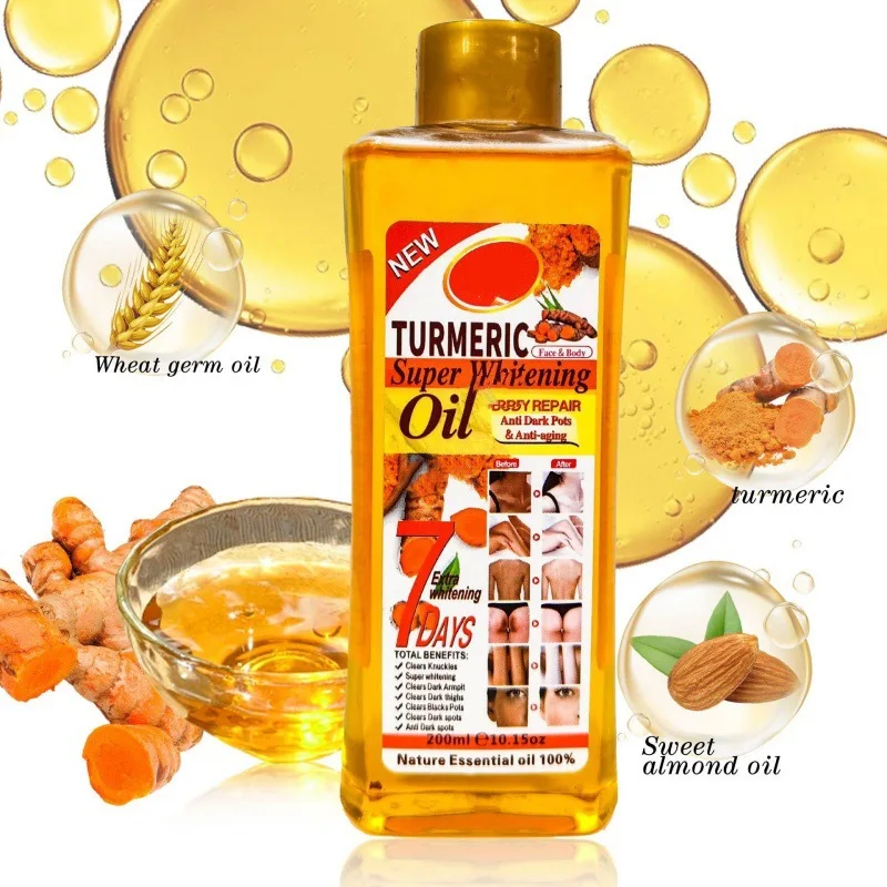 زيت الكركم الزنجبيل زيت الكركم الوجه والجسم ترطيب تدليك تليين مركب زيت طبيعي الأرغان الجلسرين 200 مللي #5