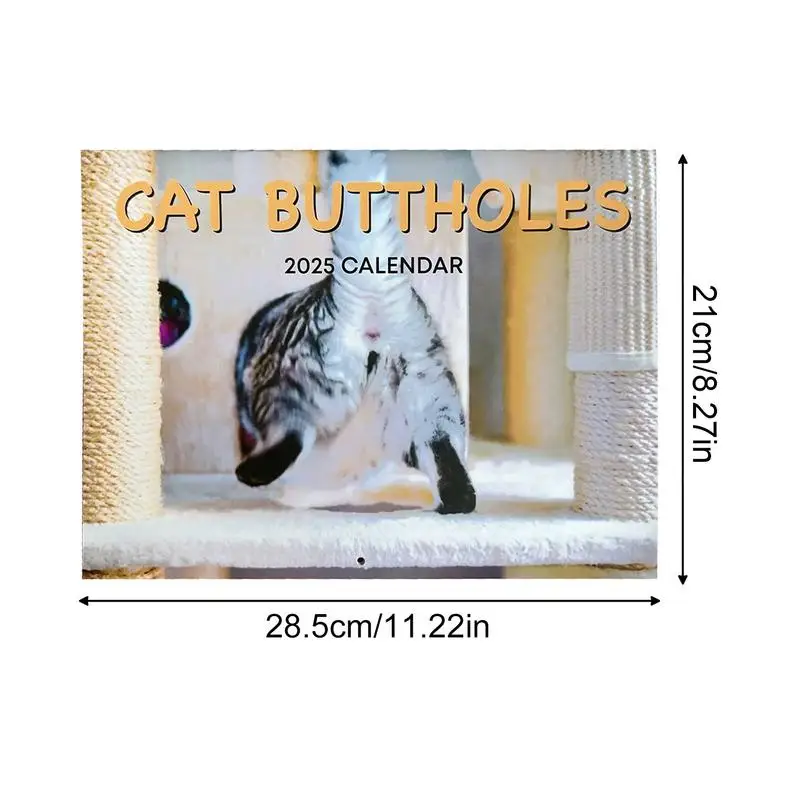 Cats Buttholes Calendar Weird Wall Calendar 2025 Unique Cat Butt Home Decoration Funny Monthly Calendar 2025 For Home Business