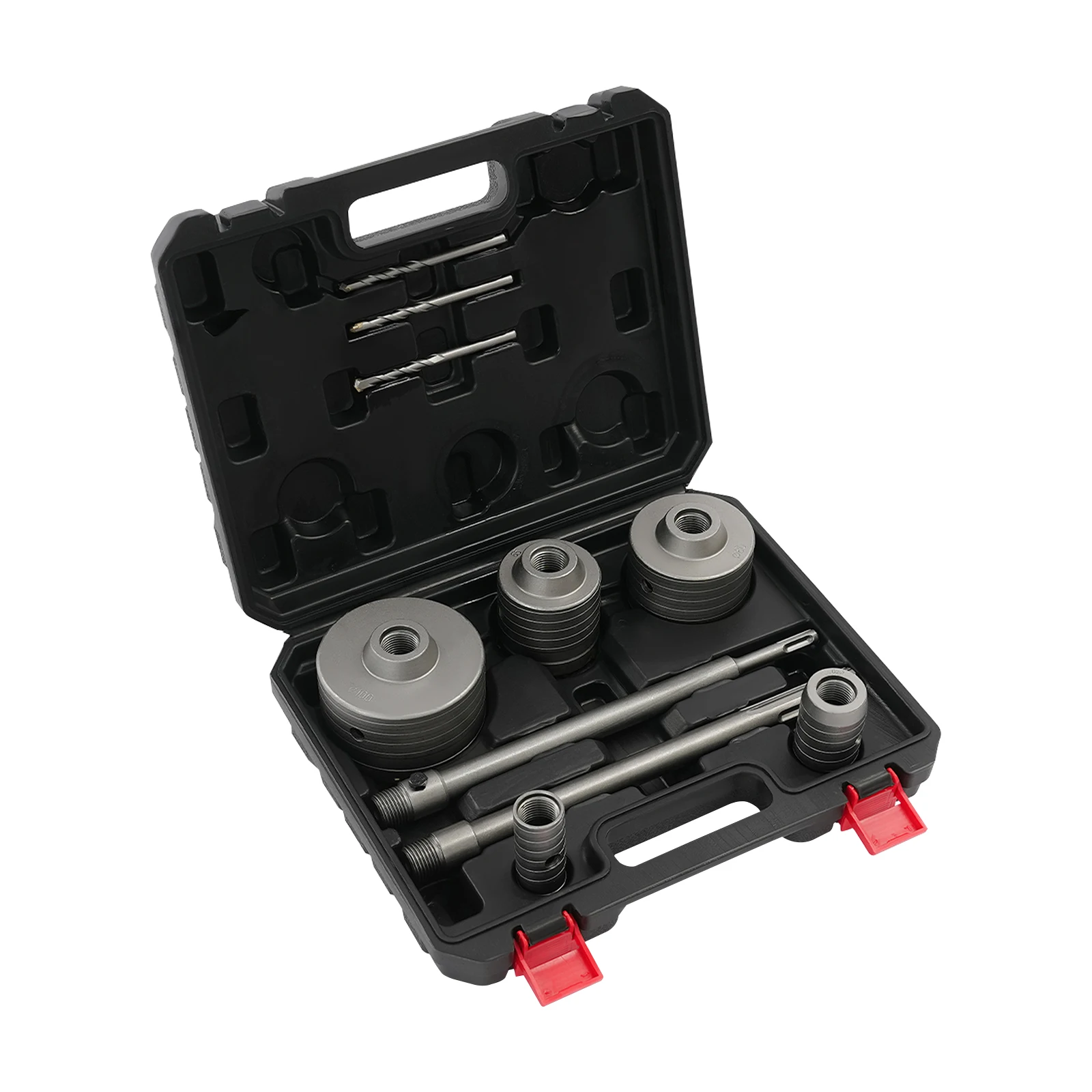 Set di 9 punte da trapano a corona per muratura e cemento, set di punte da trapano a secco in acciaio al carbonio con asta di prolunga, diametro di taglio da 30 a 100 mm, utensile per forare la